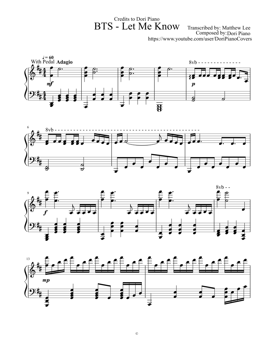 Bts Let Me Know Sheet Music For Piano Solo Musescore Com