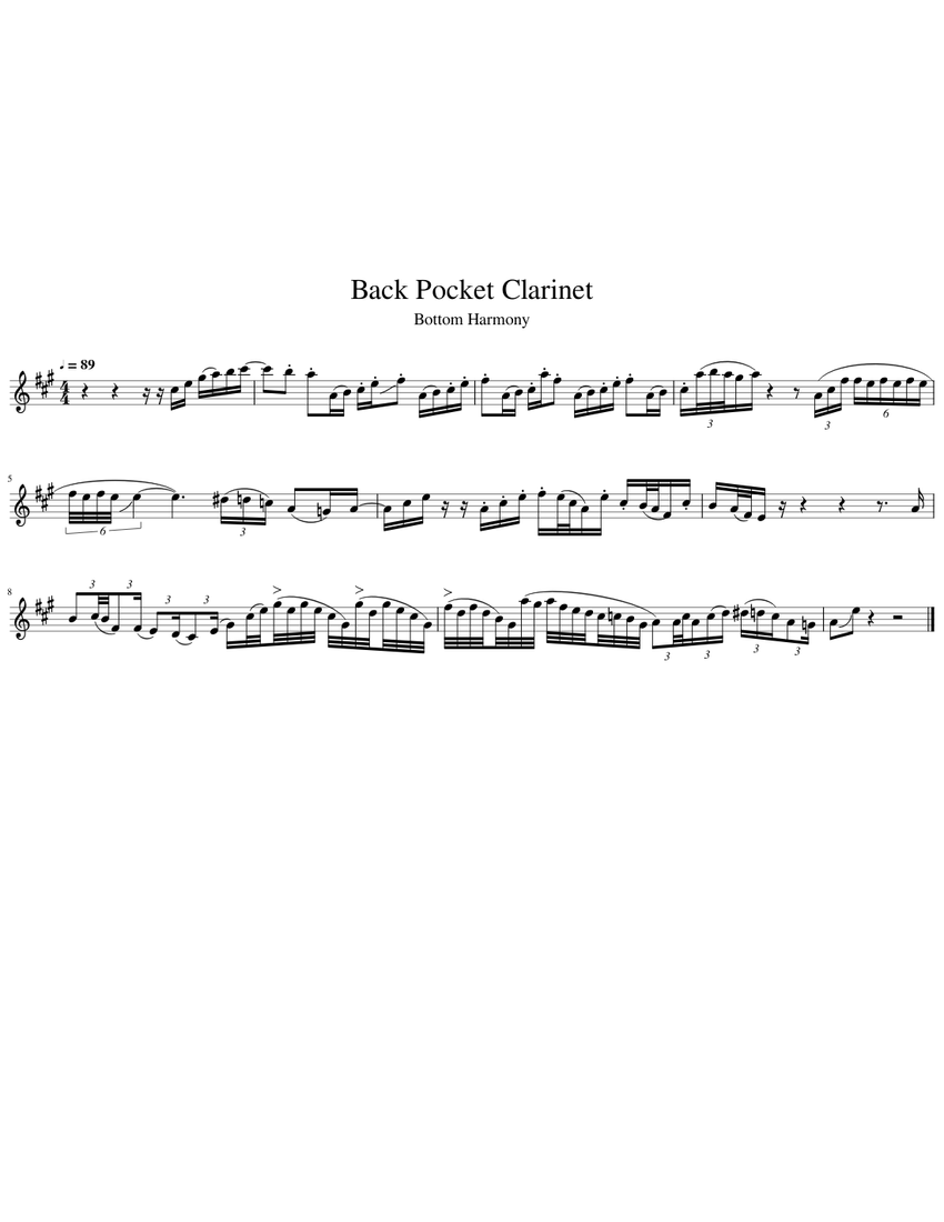 Back Pocket Bottom Harmony Sheet music for Piano (Solo) Easy