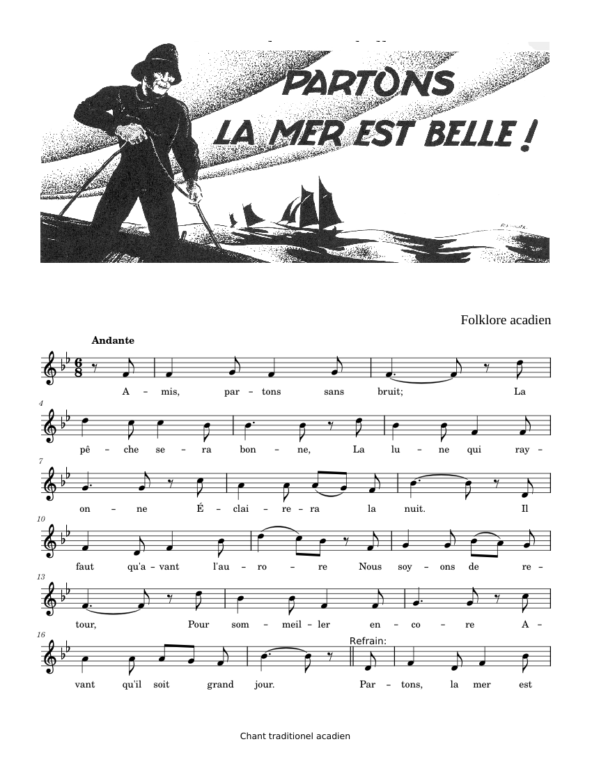 Partons, la mer est belle Sheet music for Harmonica (Solo) | Musescore.com