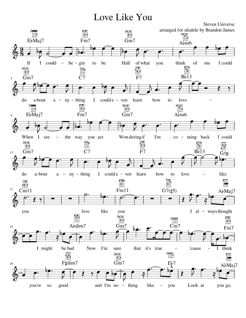 Love Like You - Steven Universe - ukulele Sheet music for Piano (Solo) |  Musescore.com