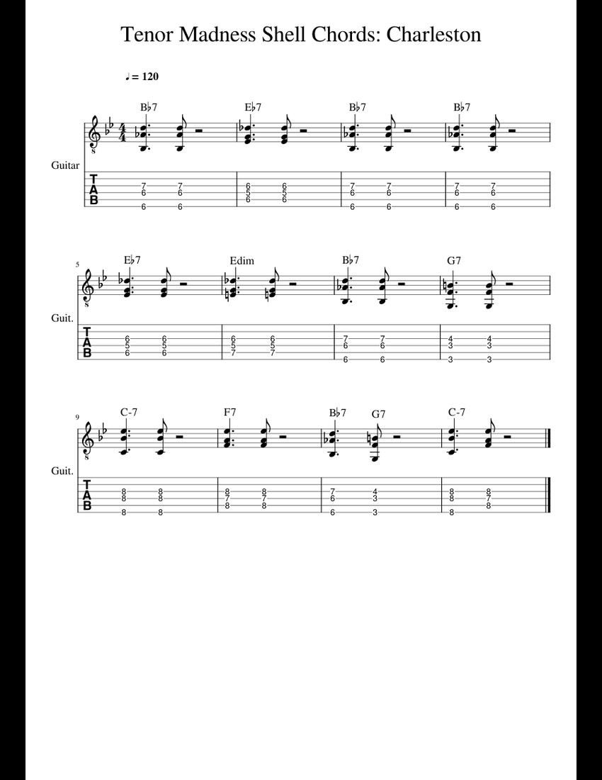 Tenor_Madness_Charleston Sheet Music For Guitar (Solo) | Musescore.com