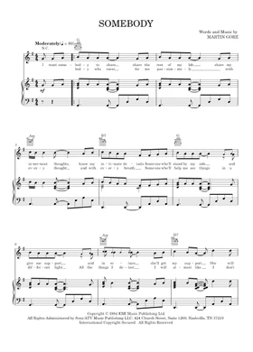 Free somebody by Depeche Mode sheet music | Download PDF or print on  Musescore.com