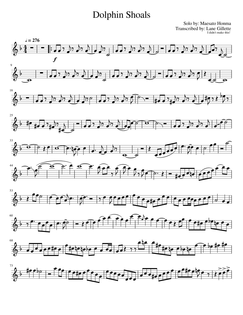 Dolphin Shoals Sheet music for Saxophone tenor (Solo)