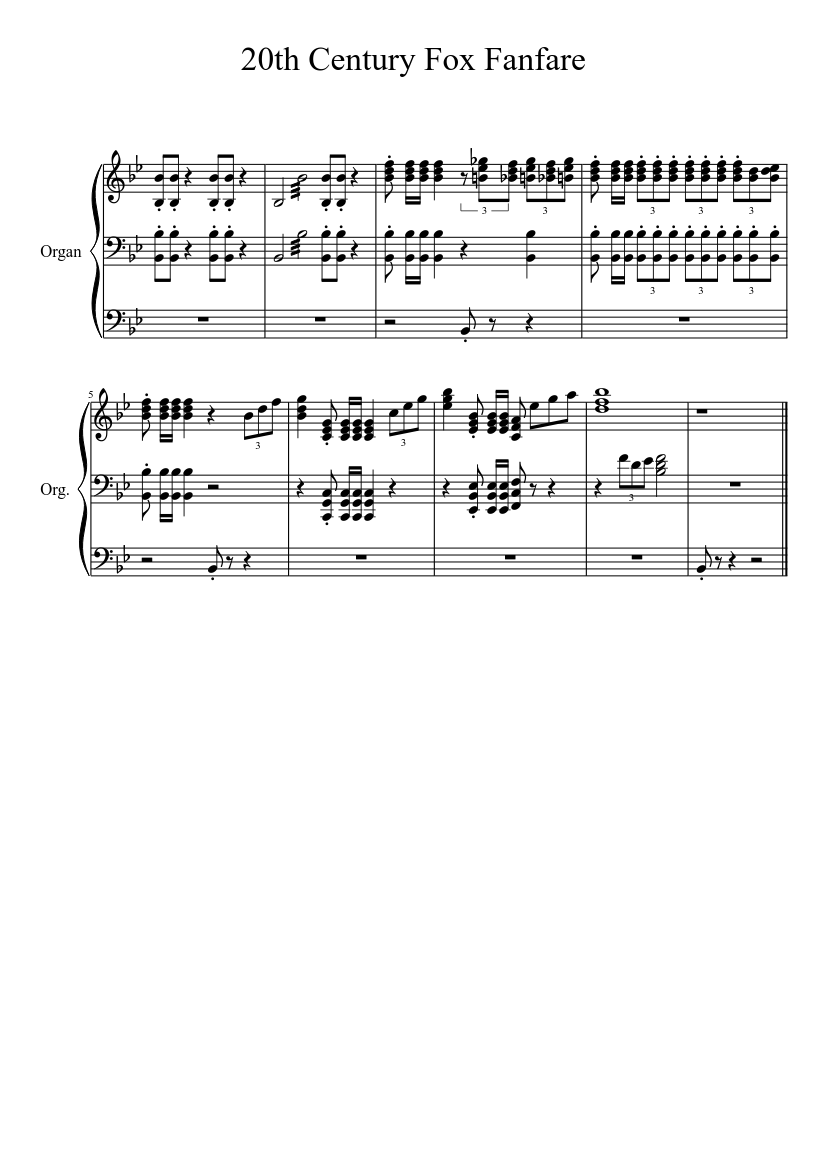 20th Century Fox Fanfare Sheet music for Organ (Solo) | Musescore.com