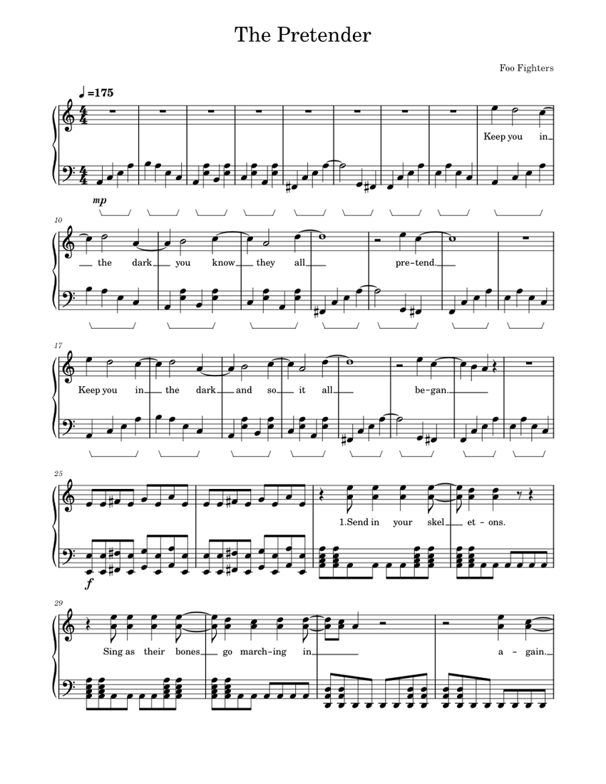 The Pretender Foo Fighters Sheet music for Piano (Solo)