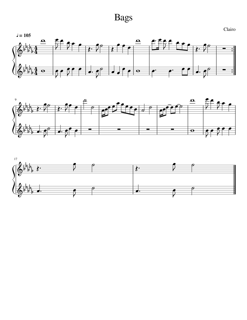 Clairo - Bags Sheet music for Piano (Solo) | Musescore.com