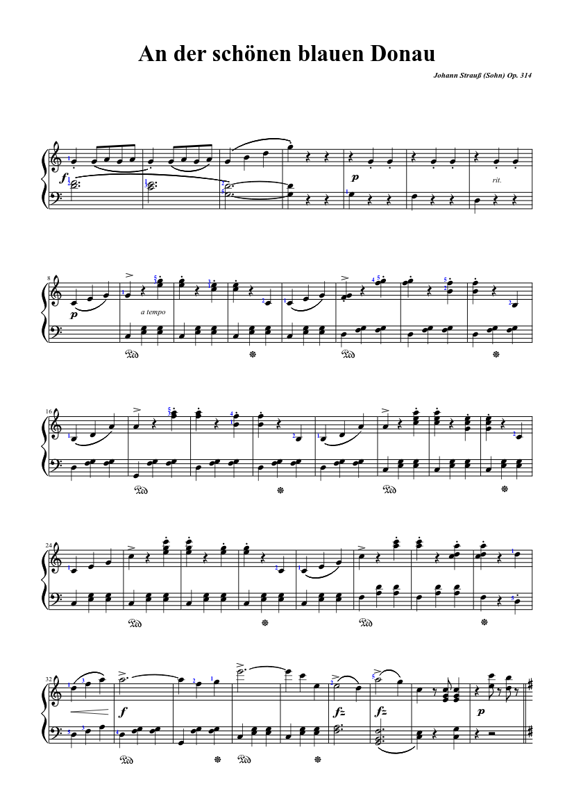 Johann Strauß (Sohn) - An der schönen blauen Donau Sheet music for Piano  (Solo) | Musescore.com