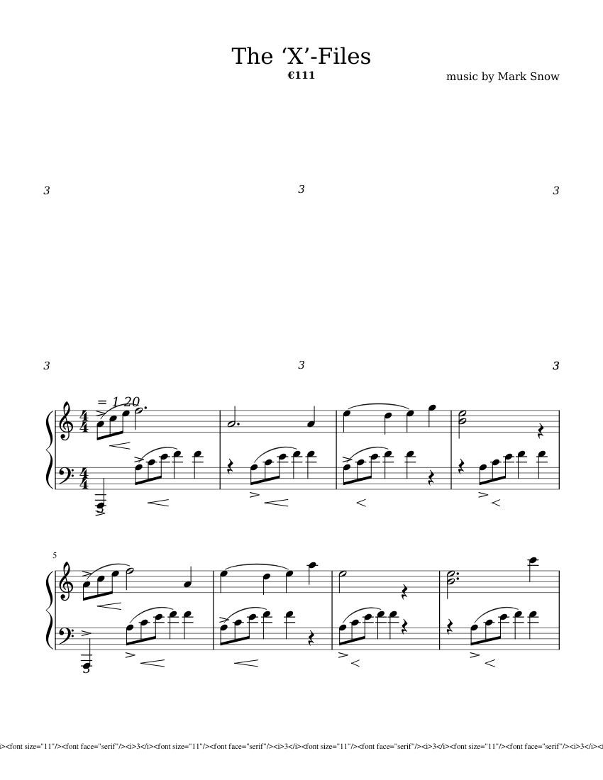 X-Files Theme Sheet music for Piano (Solo) | Musescore.com