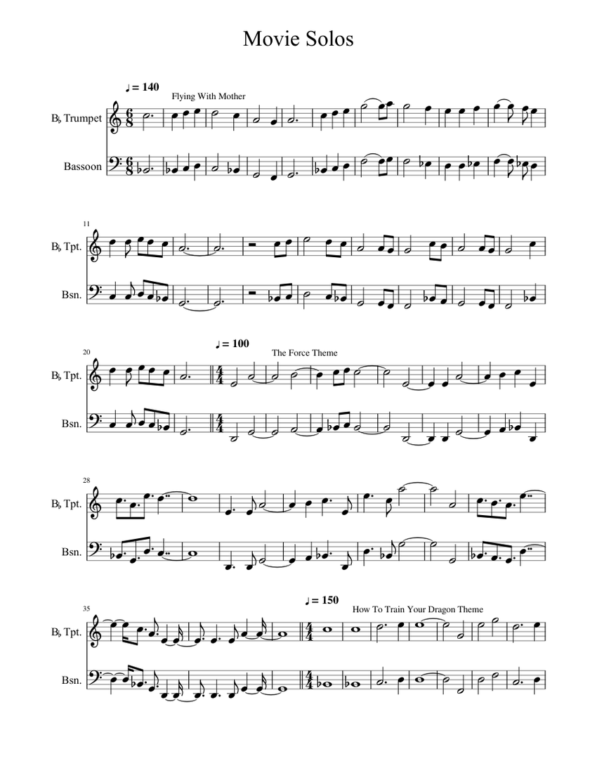Trumpet Solos Sheet music for Bassoon (Solo)