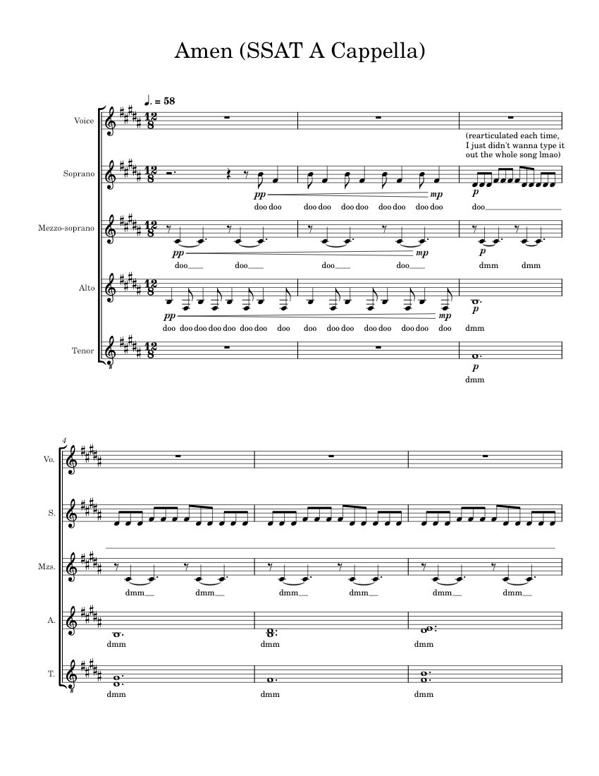 Amen (Amber Run A Cappella) Sheet music for Soprano, Alto, Tenor, Vocals &  more instruments (Choral) | Musescore.com