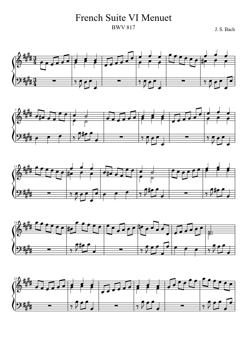 French Suite No.6 in E major BWV 817