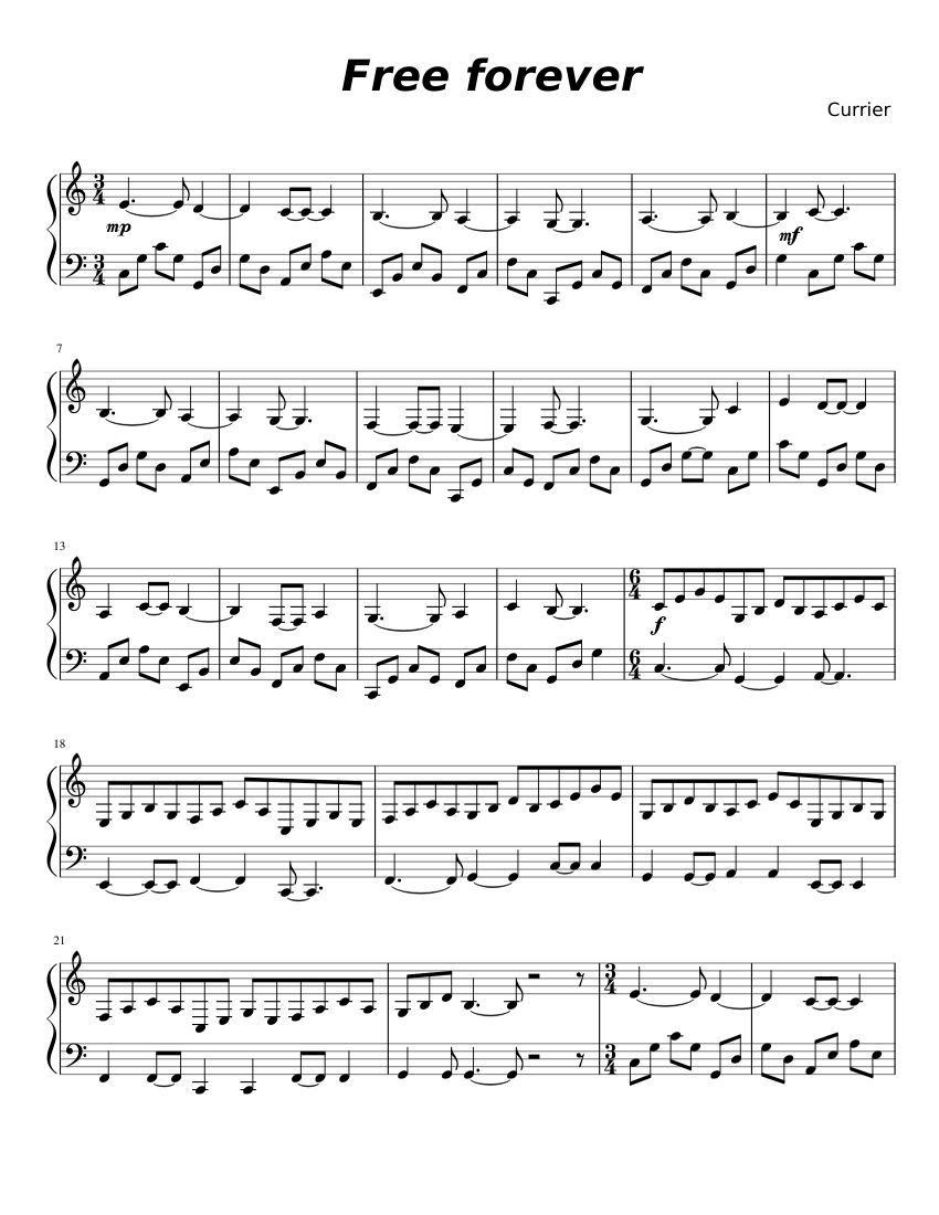 Never to many Sheet music for Piano (Solo) Musescore.com