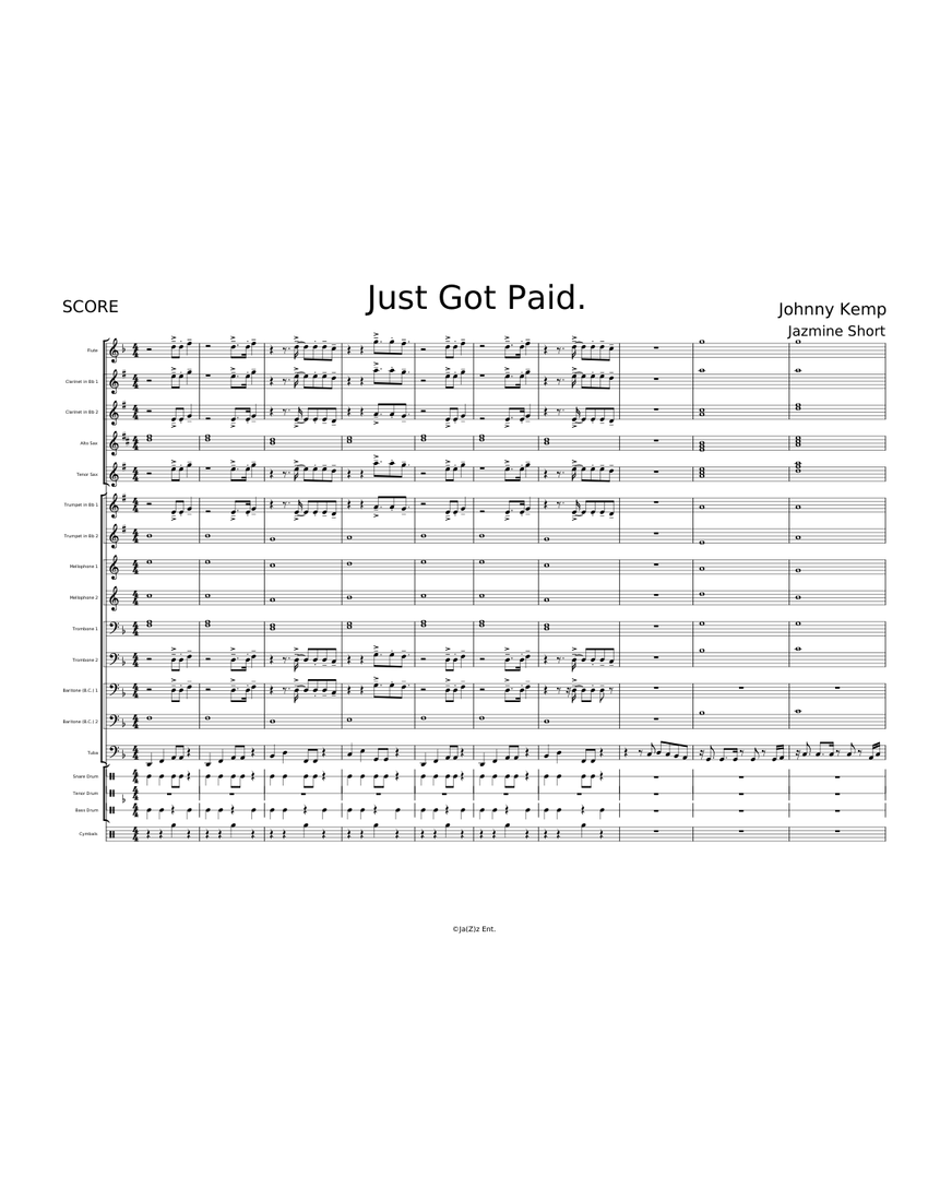 Just Got Paid Sheet music for Piano, Trombone, Tuba, Mellophone & more ...