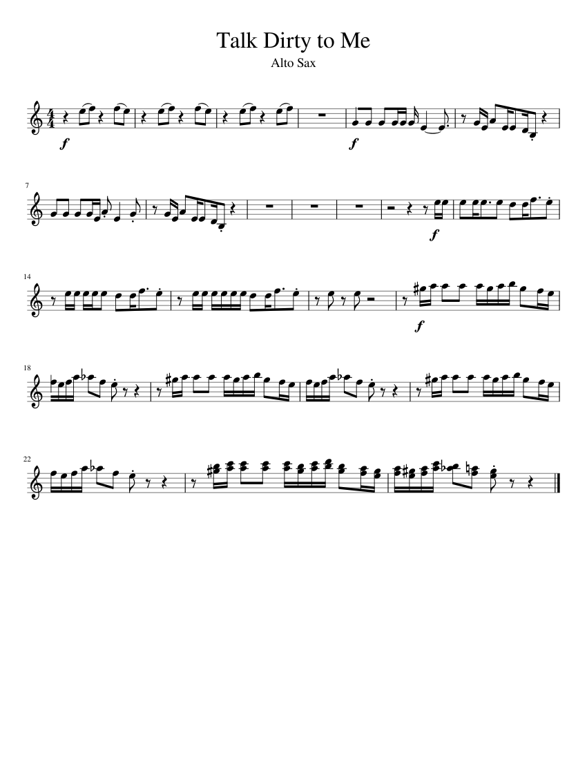 Talk Dirty to Me Sheet music for Saxophone alto (Solo) | Musescore.com