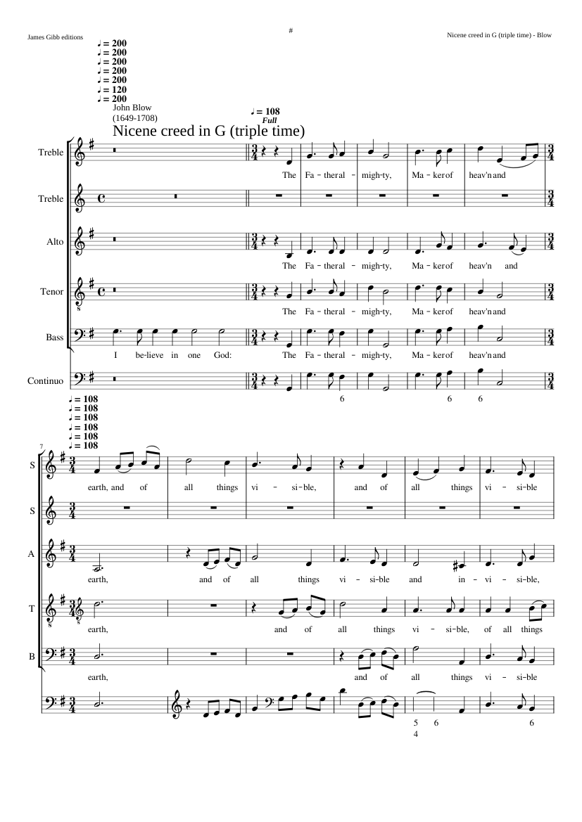Nicene creed in G (triple time)