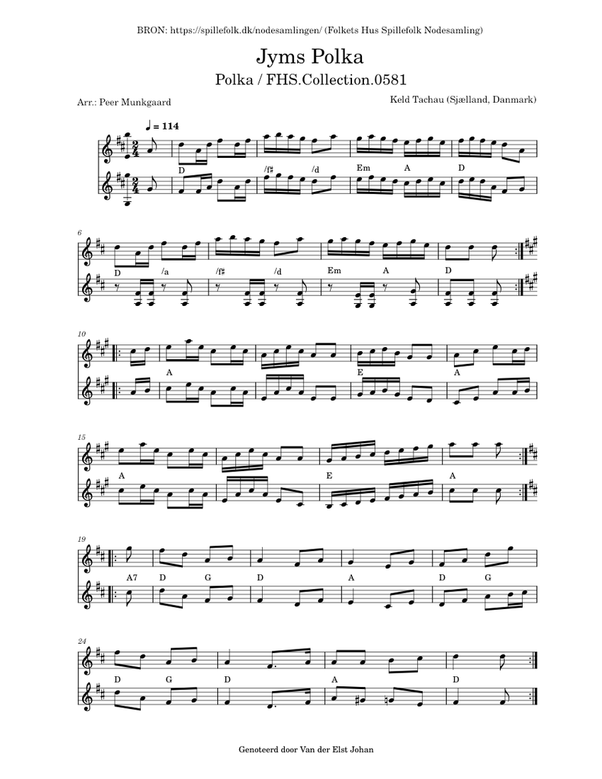 Jyms Polka (FHS.Collection.0581) Sheet music for Violin (String Duet ...