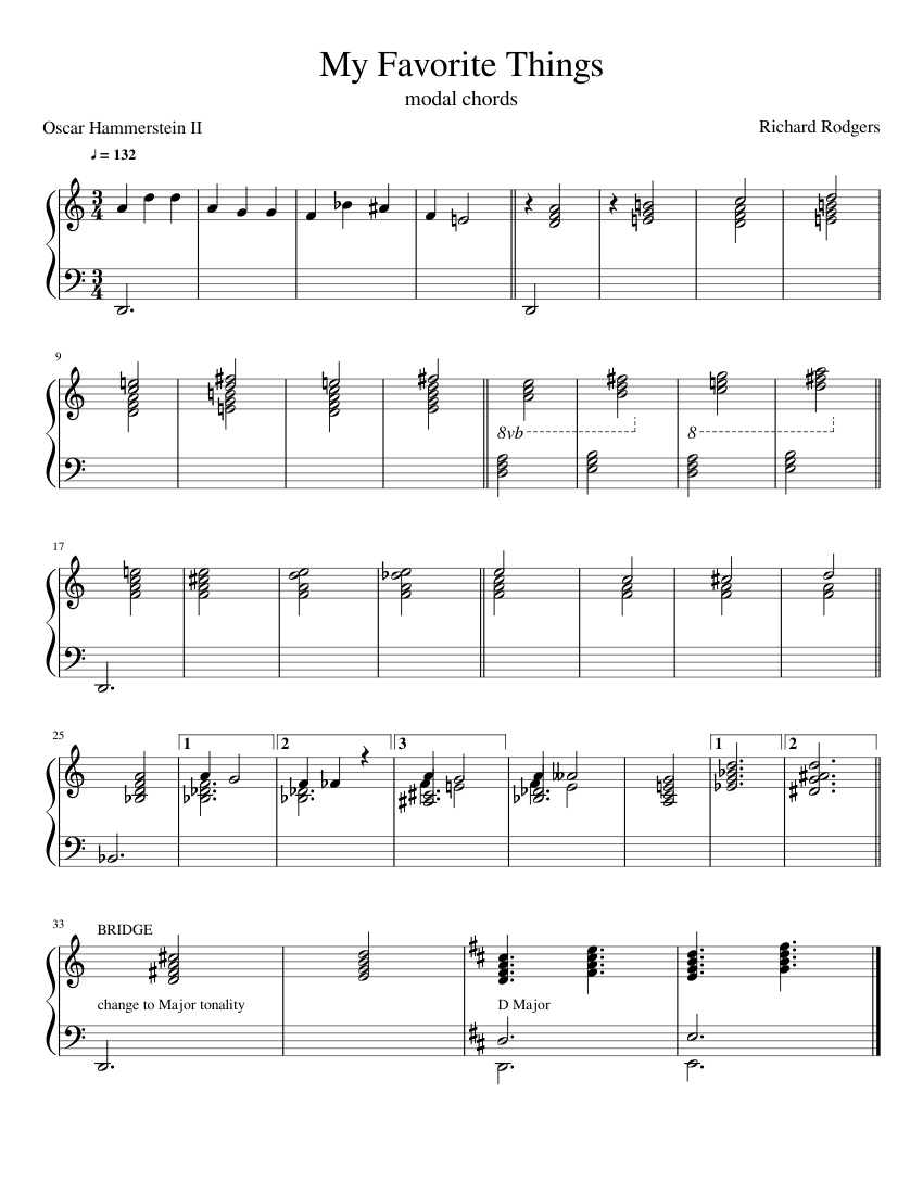 My Favorite Things" modal chords Sheet music for Piano (Solo) |  Musescore.com