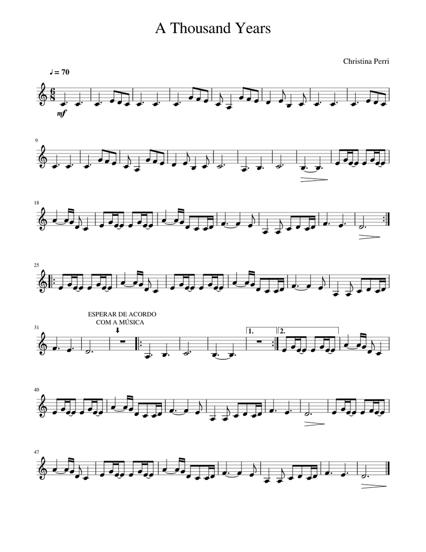 A Thousand Years Sheet music for Piano (Solo) | Musescore.com