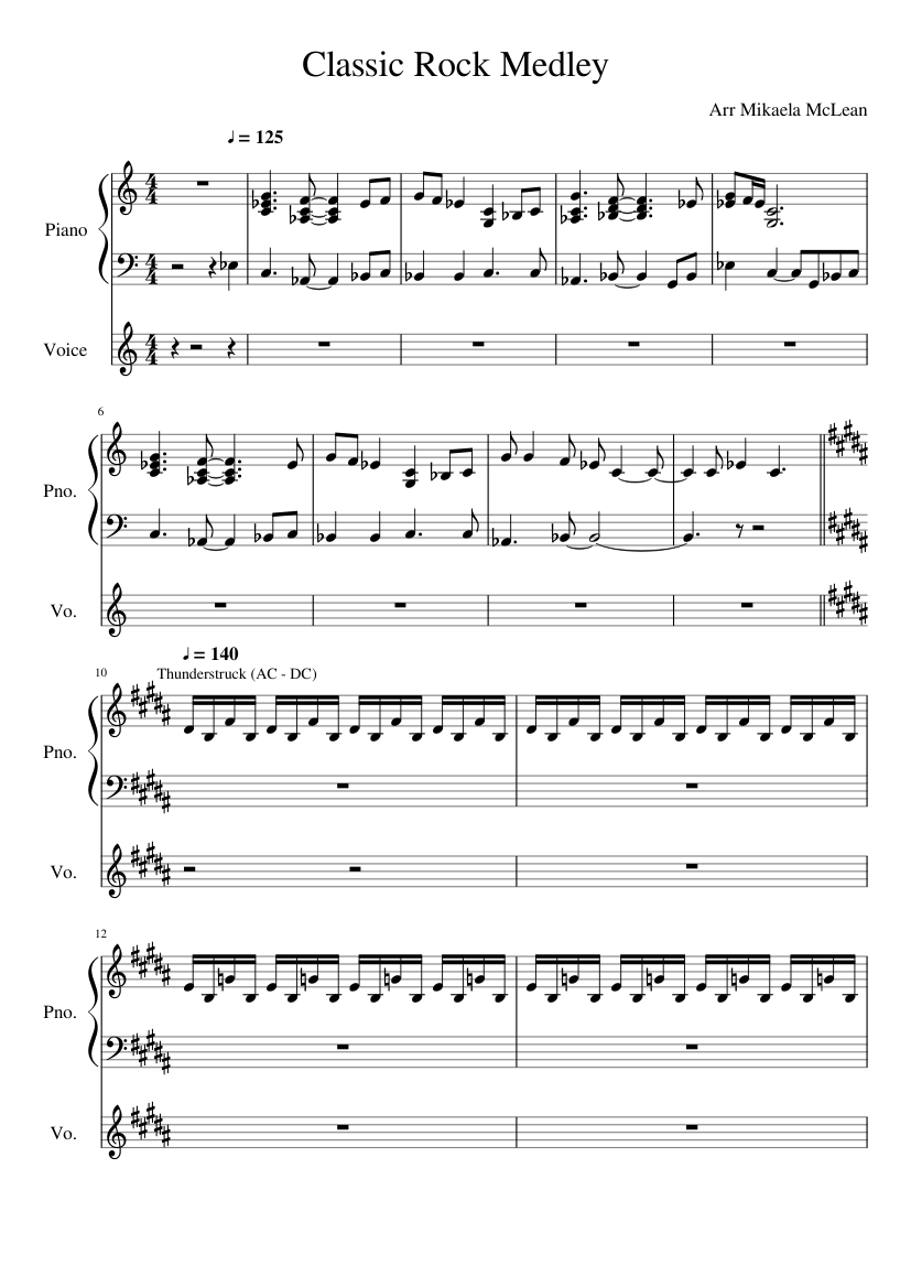 Rock Ballad Medley Sheet music for Piano, Vocals (Piano-Voice) |  Musescore.com