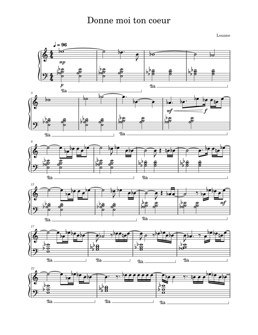 Donne moi ton coeur – Louane Sheet music for Piano (Solo) | Musescore.com