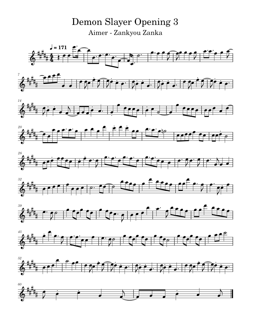 Demon Slayer Opening 3 Sheet music for Flute (Solo) | Musescore.com