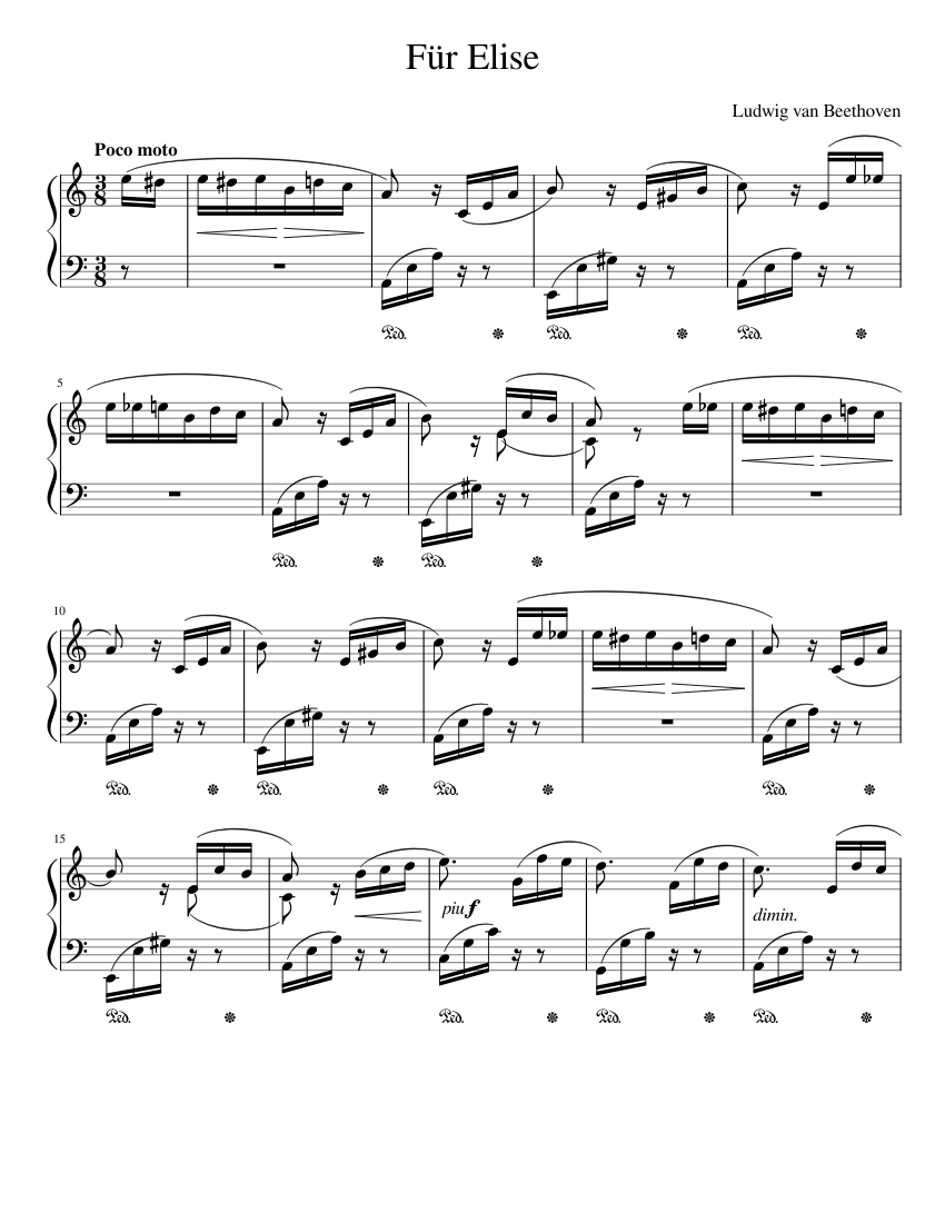 Für Elise Sheet music for Piano (Solo) | Musescore.com
