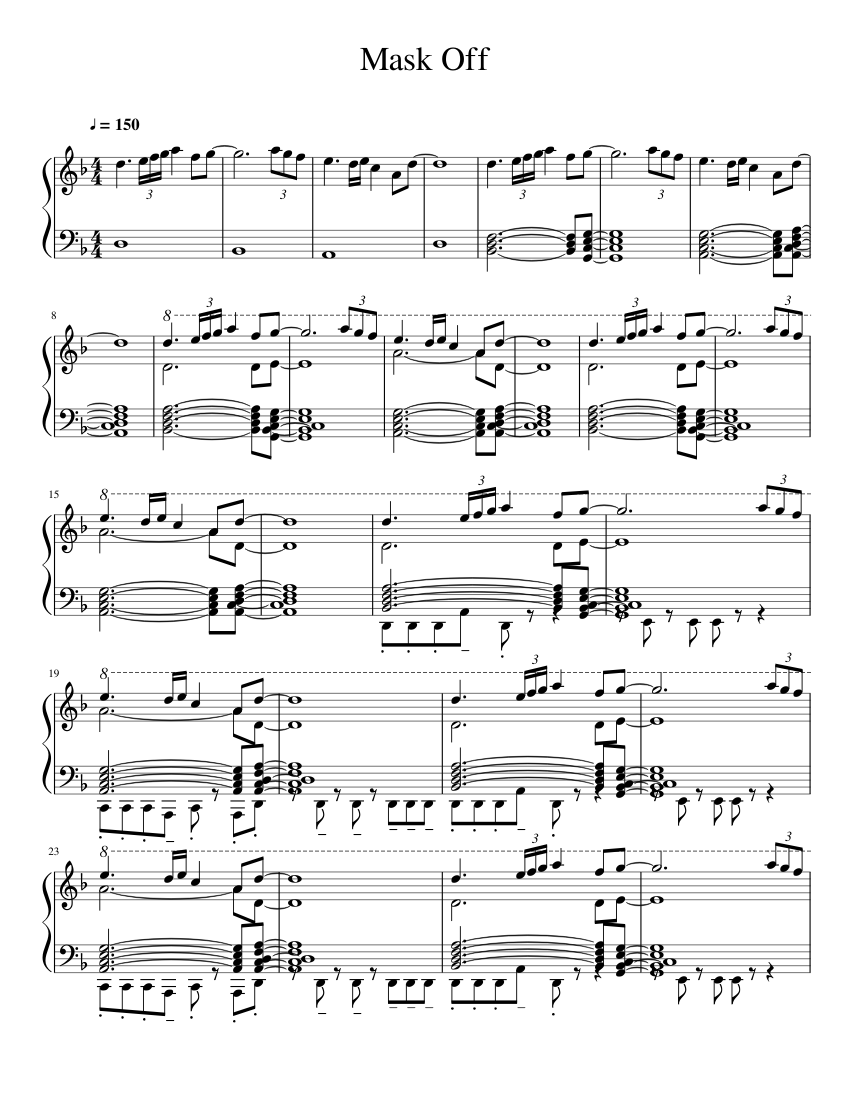 Mask Off Sheet music for Piano (Solo) | Musescore.com