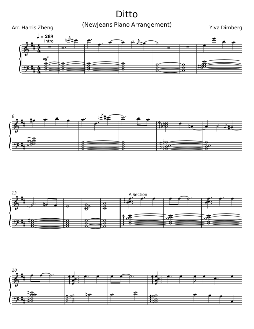 Ditto – NewJeans Sheet music for Piano (Solo)