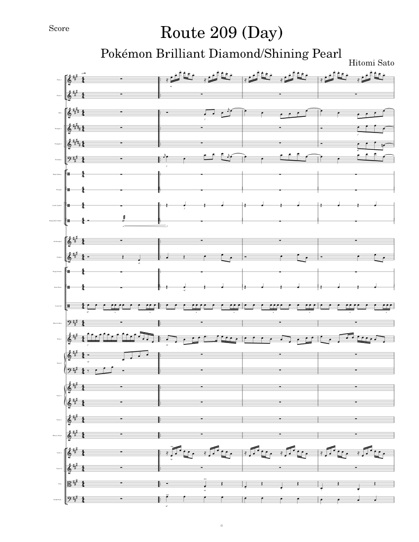 Pokémon Brilliant Diamond/Shining Pearl - Transcribed Score sheet