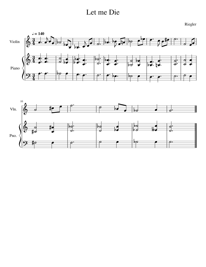 Let Me Die Sheet Music For Piano Violin Solo Download And Print In Pdf Or Midi Free Sheet Music Musescore Com