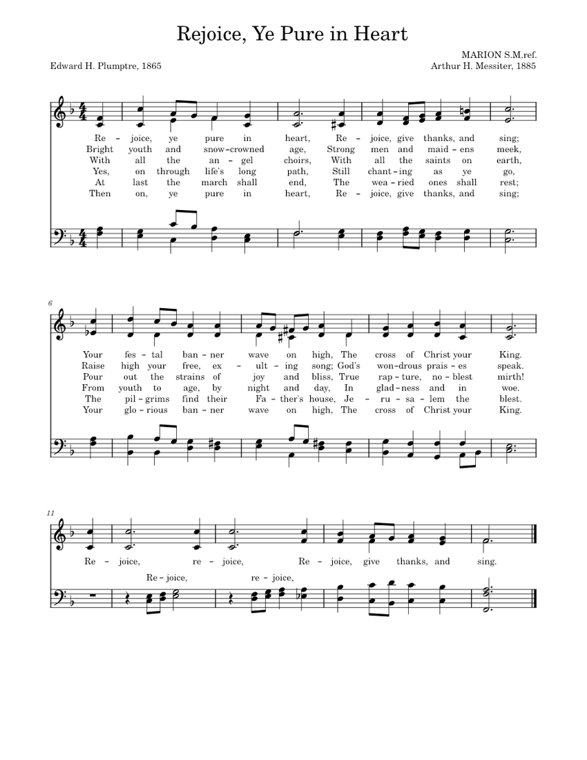 TH 604 Rejoice, Ye Pure in Heart Sheet music for Piano (Choral ...