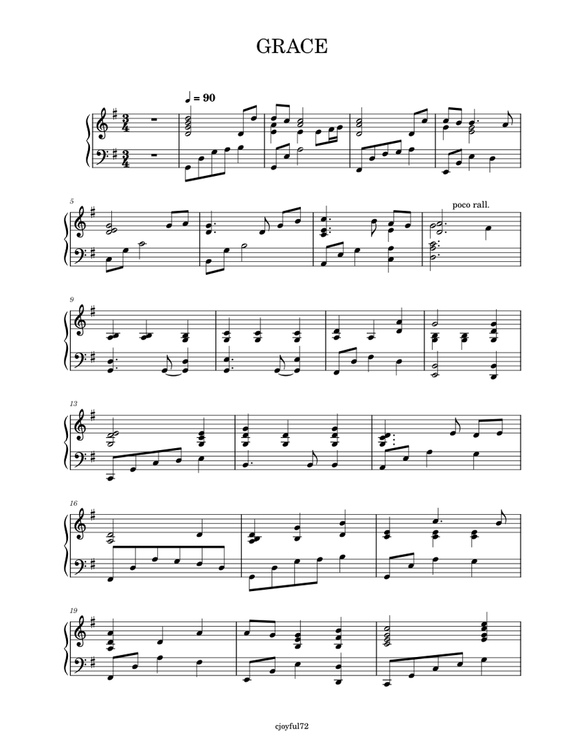GRACE Sheet music for Piano (Solo) | Musescore.com