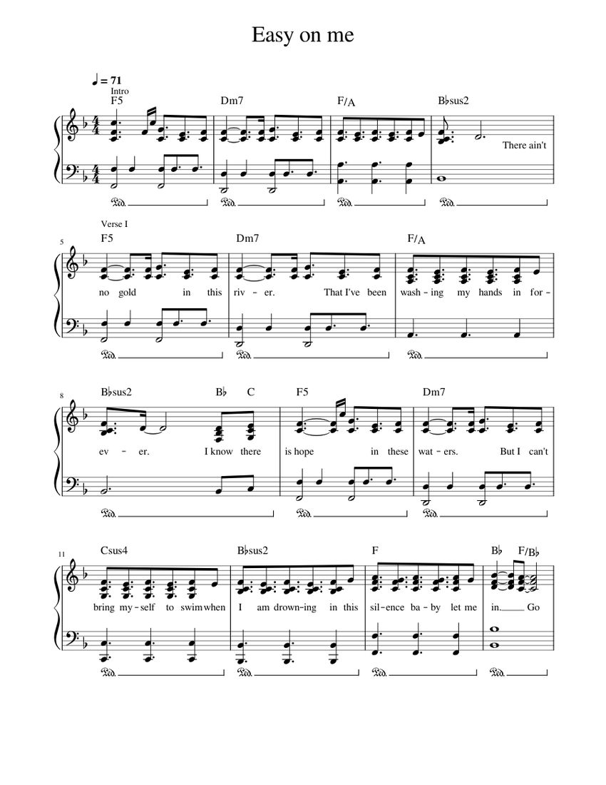 Easy on me - Adele Sheet music for Piano (Solo) | Musescore.com