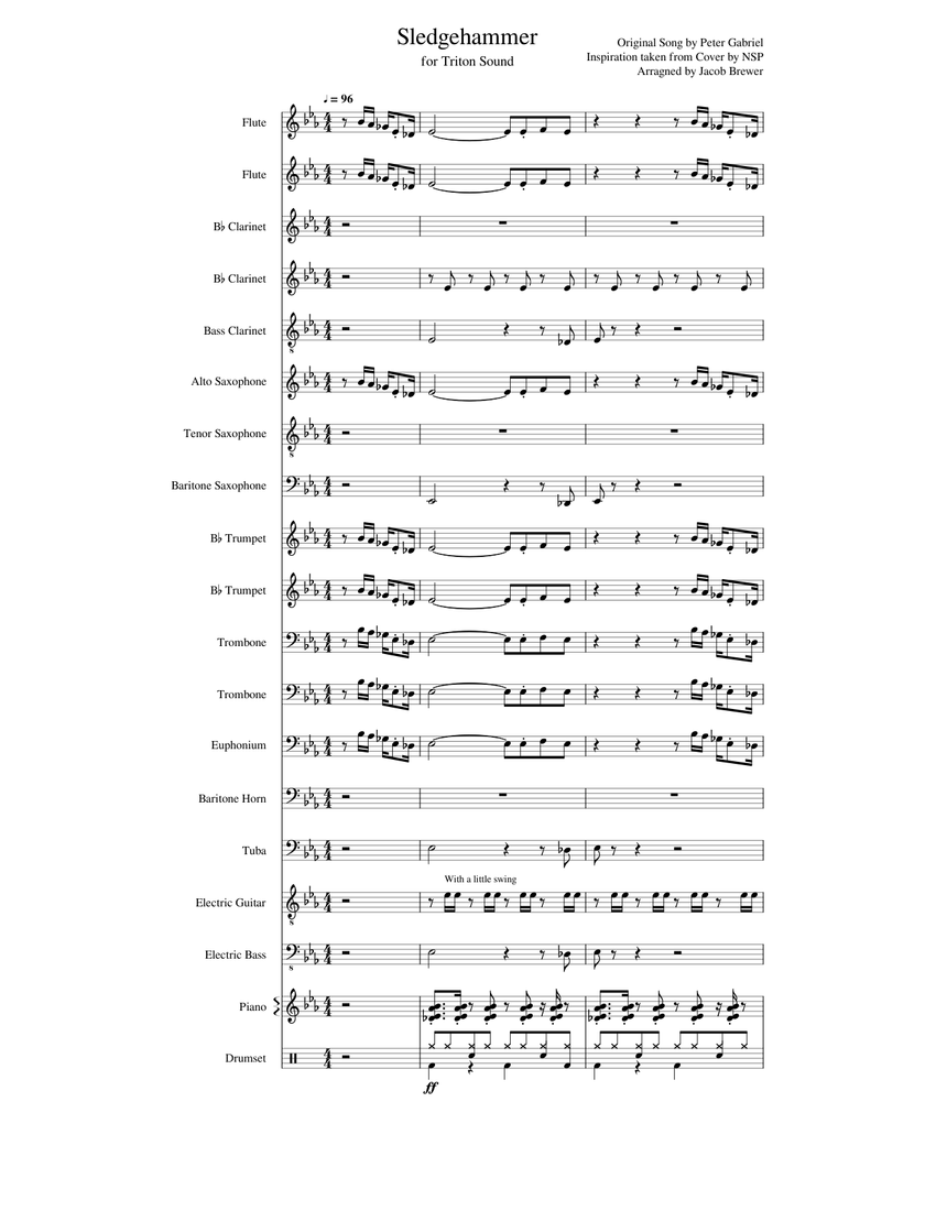 Sledgehammer Sheet music for Piano, Trombone, Euphonium, Tuba & more  instruments (Mixed Ensemble) | Musescore.com