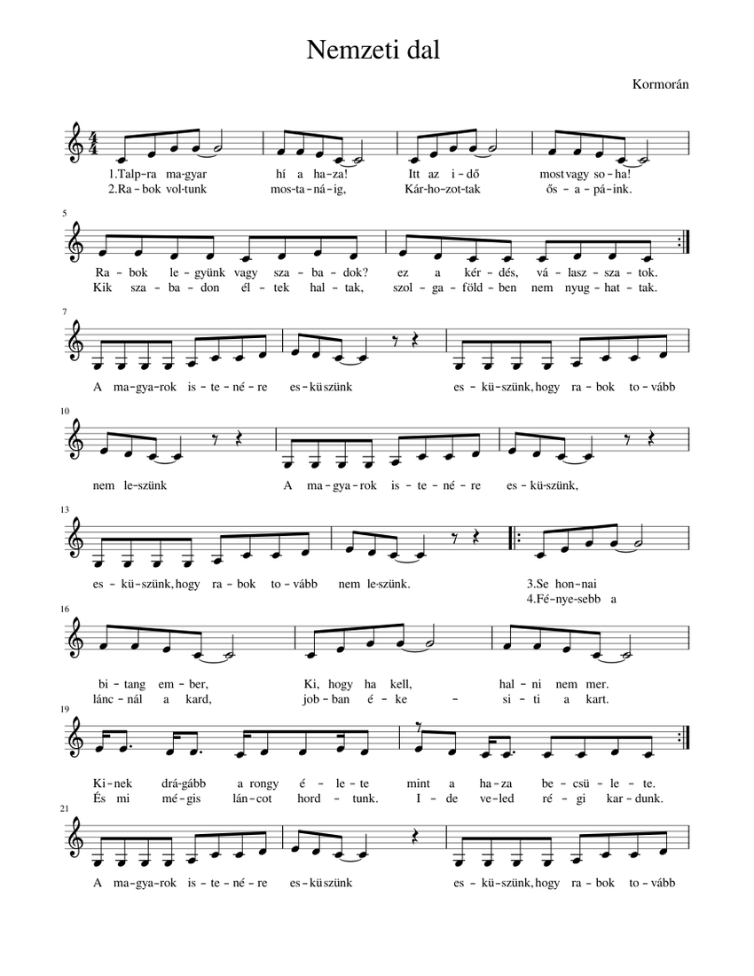 Nemzeti dal Sheet music for Piano (Solo) | Musescore.com
