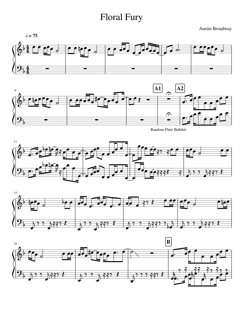 Download and print in PDF or MIDI free sheet music for Cuphead - Floral Fur...
