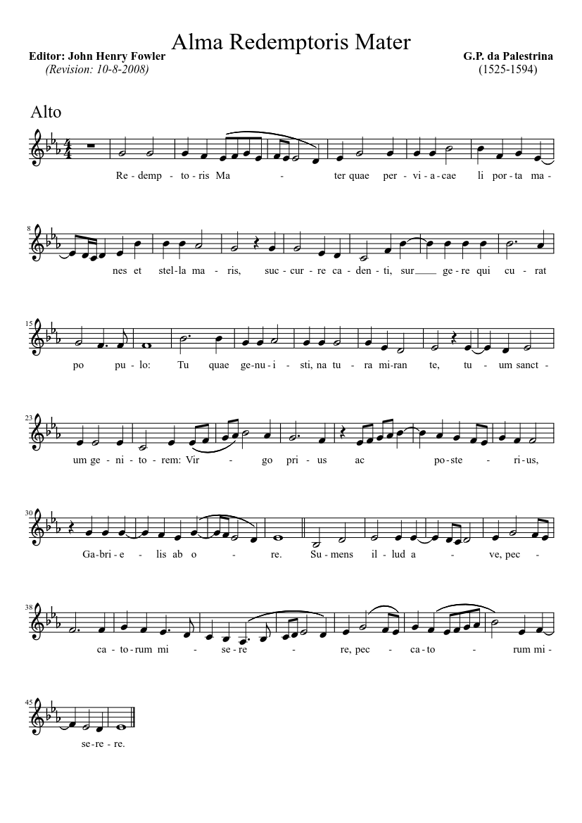 Alma Redemptoris Mater (Alto) Sheet music for Alto (Solo) | Musescore.com