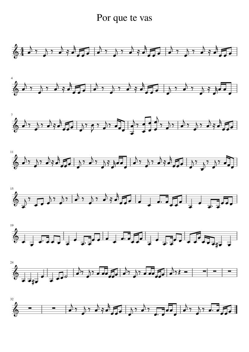 por que te vas Sheet music for Piano (Solo) | Musescore.com