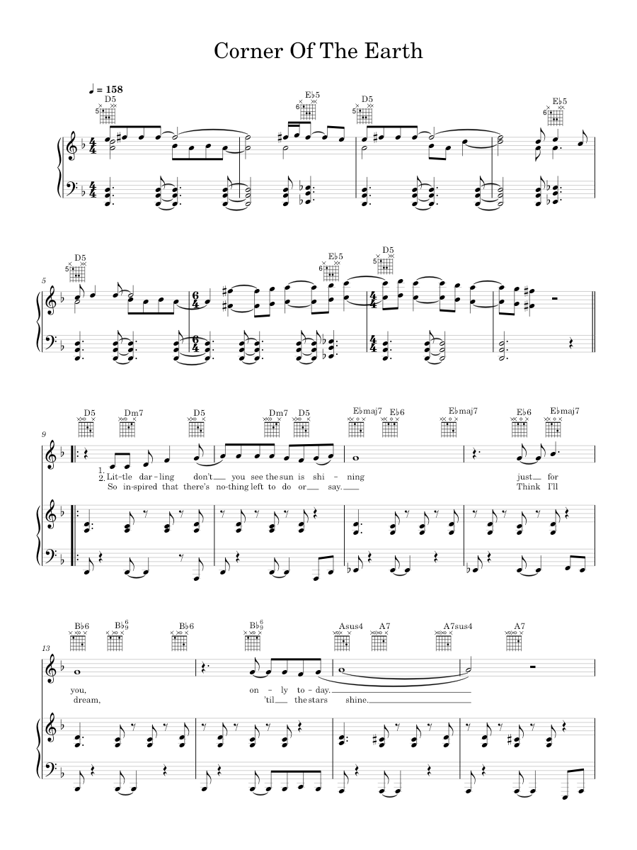 corner of the earth Sheet music for Piano, Vocals by Jamiroquai Music