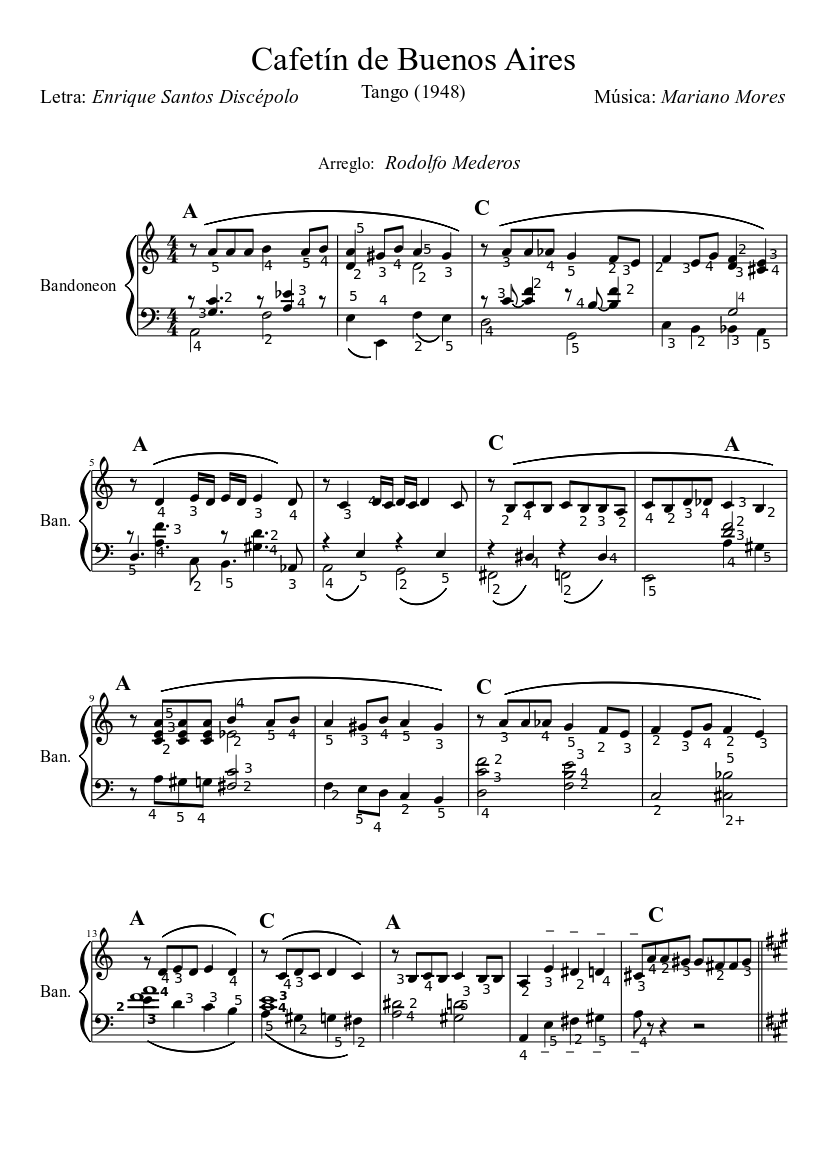 Cafetín de Buenos Aires Sheet music for Piano (Solo) | Musescore.com