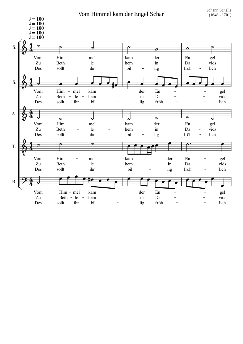 Vom Himmel kam der Engel Schar a cappella excerpt from the cantata.