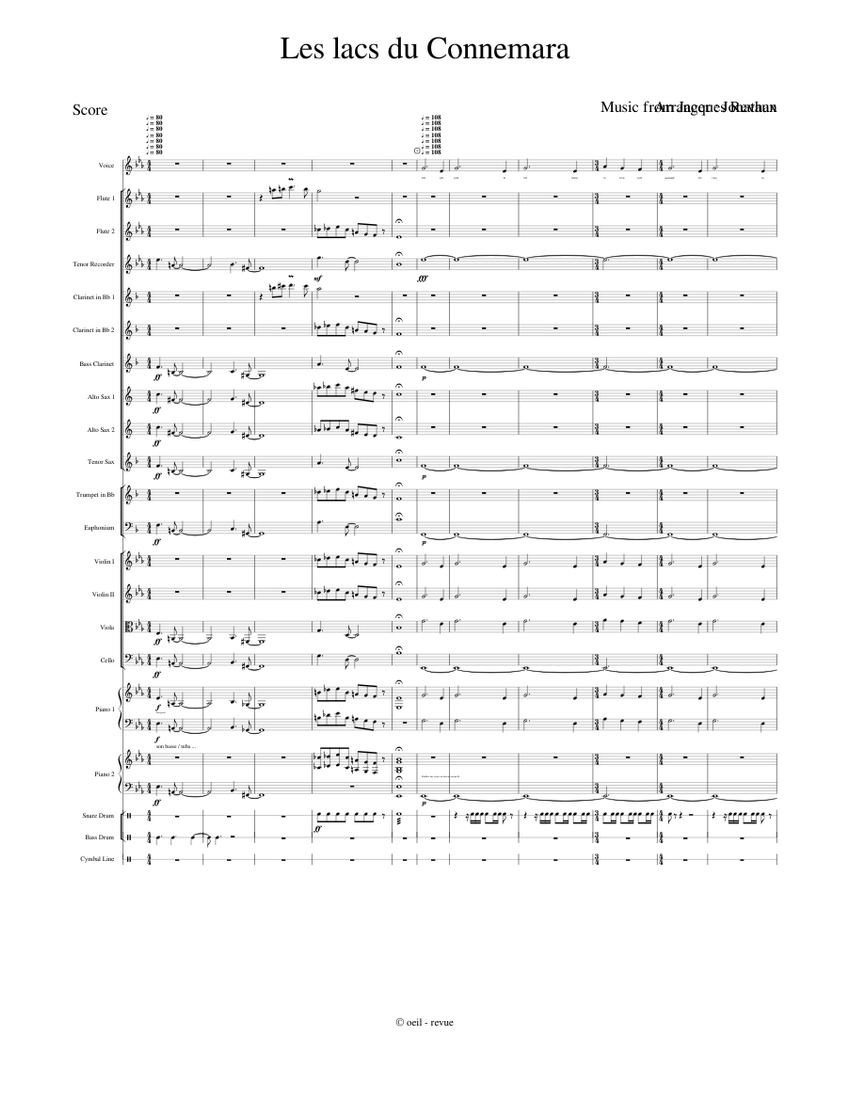 Les lacs du connemara Sheet music for Piano, Euphonium, Vocals, Flute &  more instruments (Orchestras) | Musescore.com