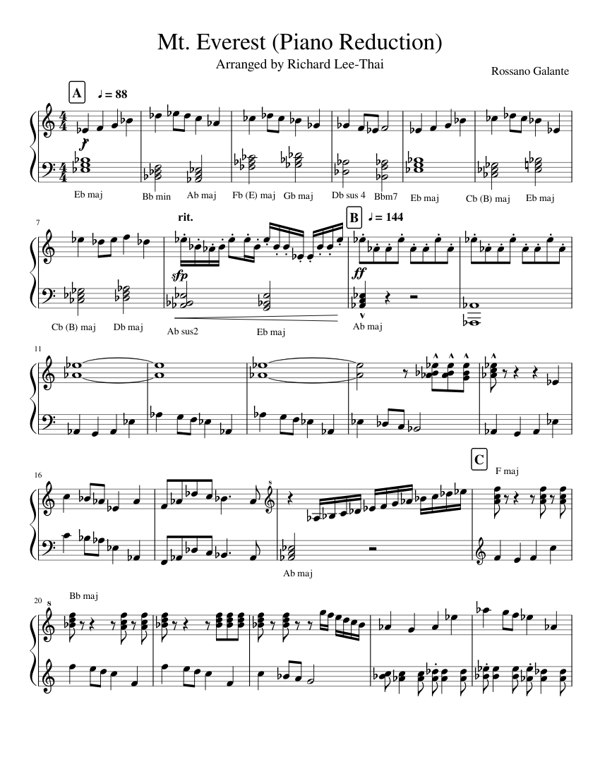 Mt. Everest (Piano Reduction) Sheet music for Piano (Solo) | Musescore.com