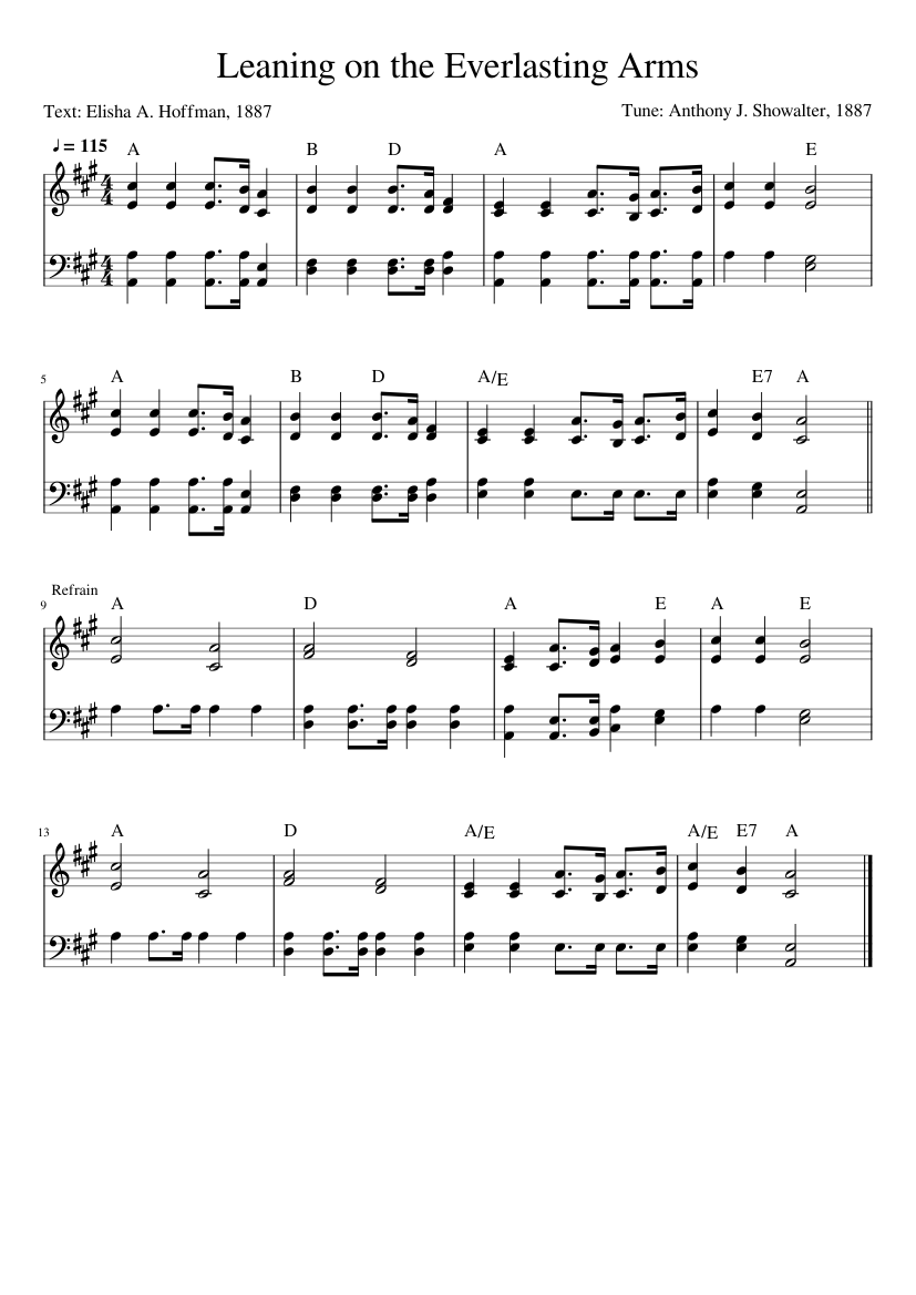 Leaning on the Everlasting Arms Sheet music for Piano, Synthesizer (Mixed  Duet) | Musescore.com