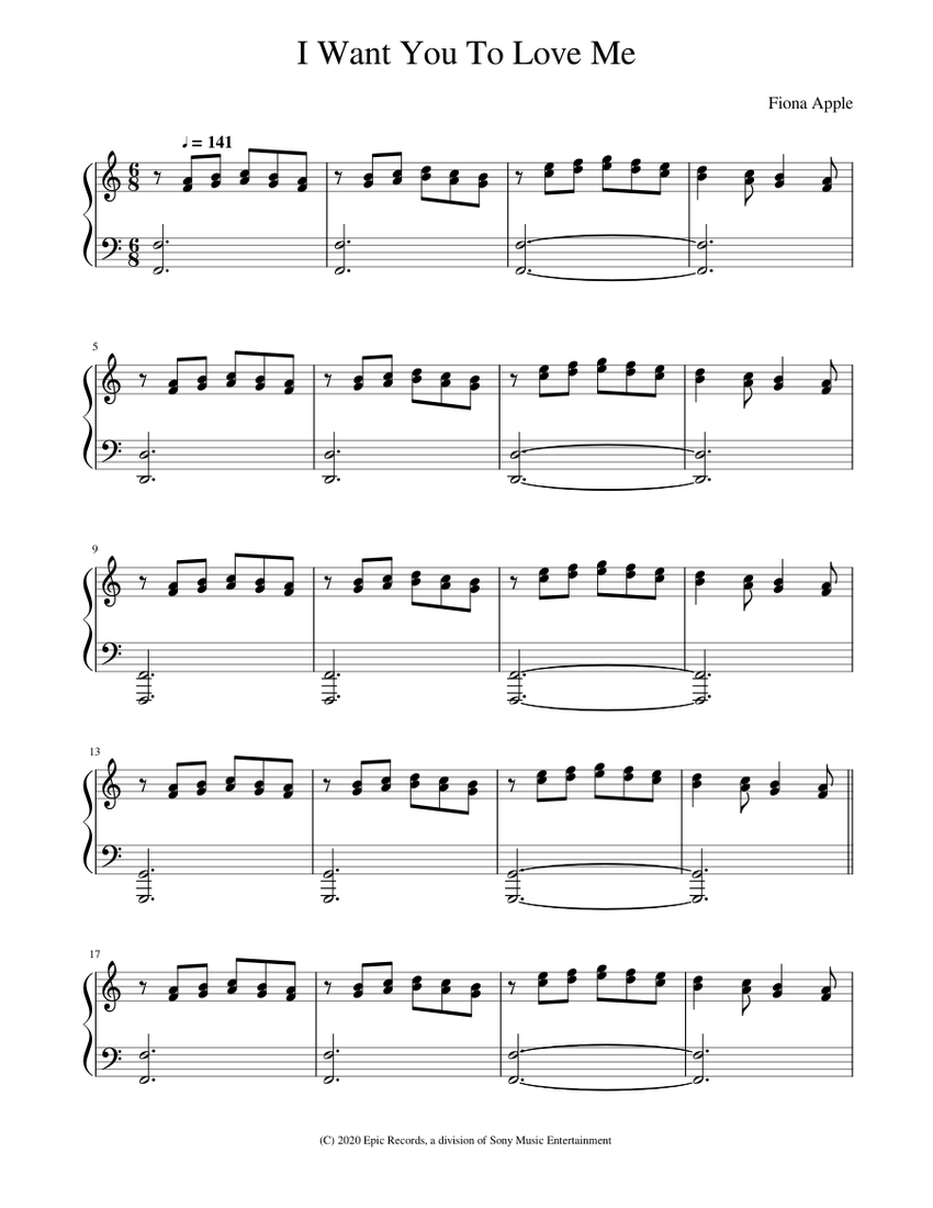 Fiona Apple - I Want You To Love Me Sheet music for Piano (Solo) |  Musescore.com