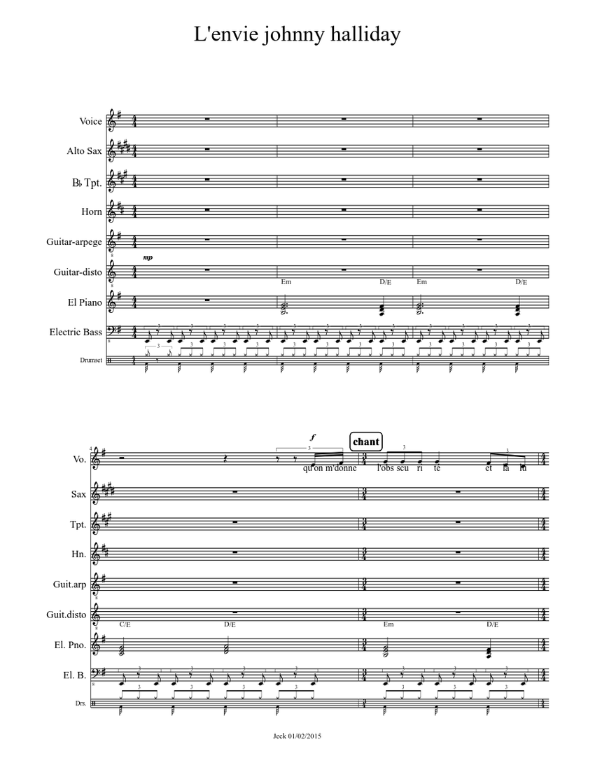L Envie Johnny Hallyday Dm Sheet Music For Voice Other Solo Musescore Com Et qu'on m am 'enferme un an pour rêv c er à des fe b mmes b/a b/g g. l envie johnny hallyday dm sheet