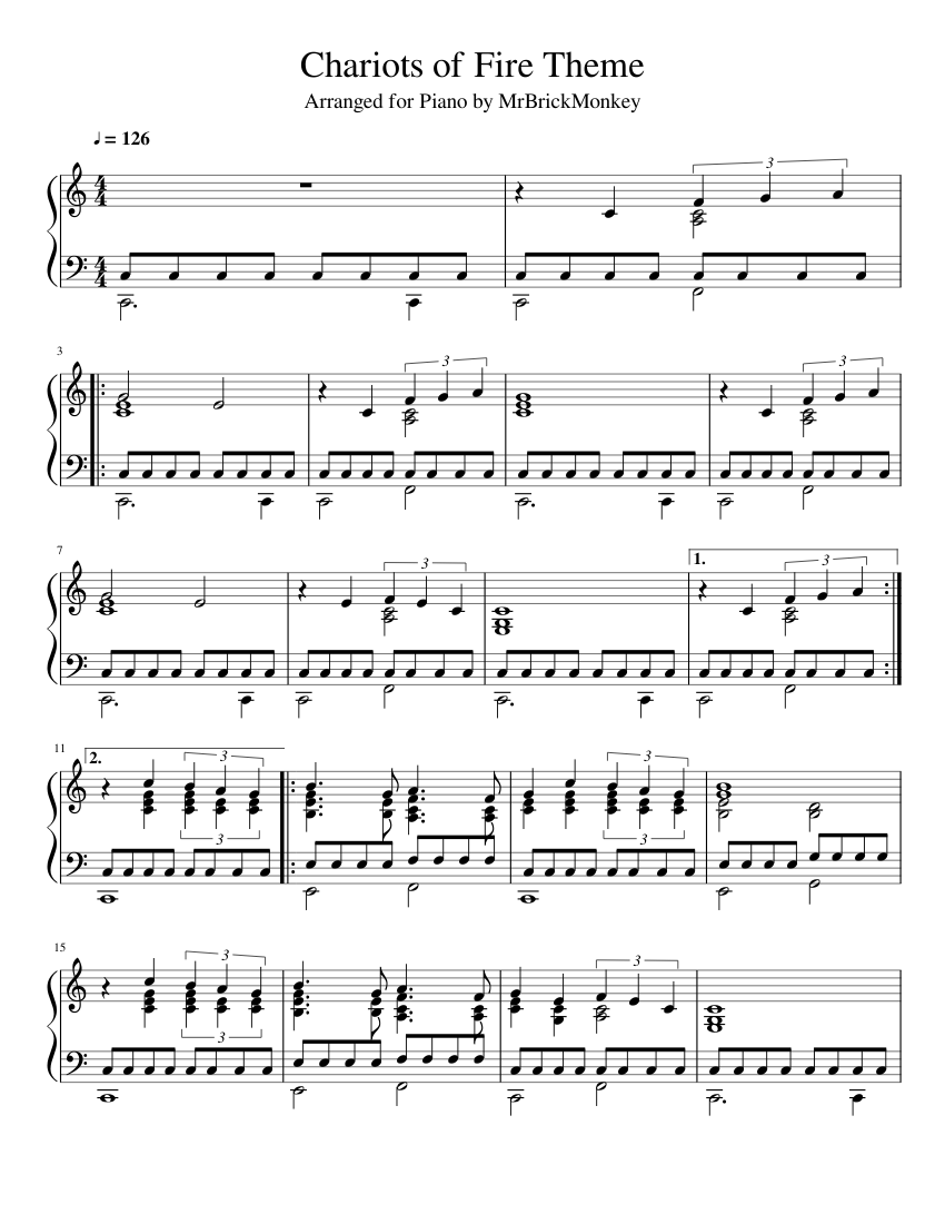 Chariots of Fire Piano Theme Sheet music for Piano (Solo) Easy |  Musescore.com