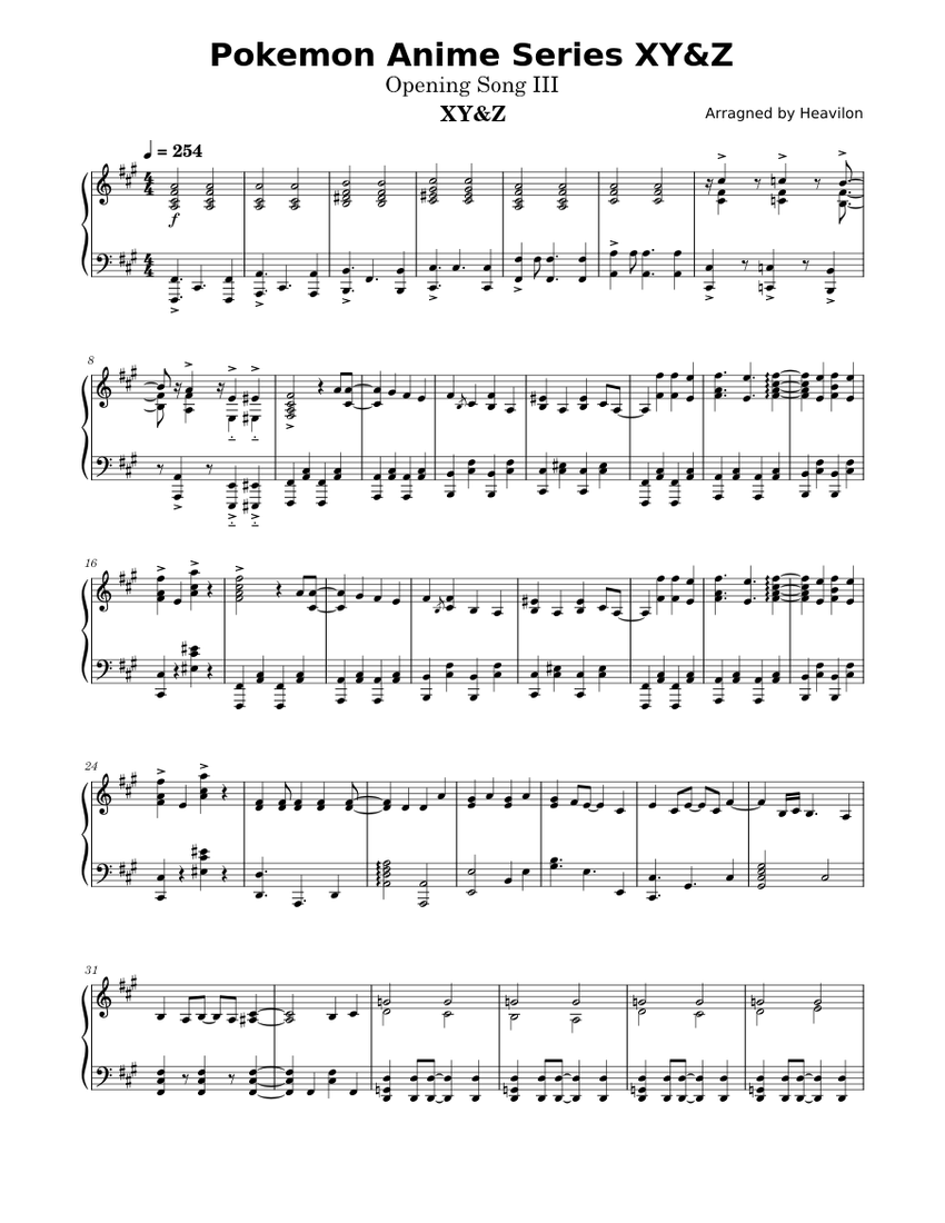 Xy Z Pokemon Xy Anime Series Op 3 Sheet Music For Piano Solo Musescore Com
