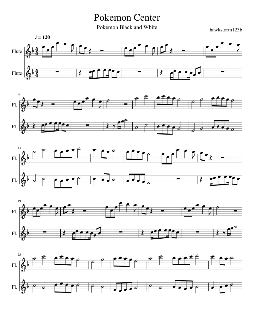 Pokemon Center Sheet music for Flute (Woodwind Duet) | Musescore.com