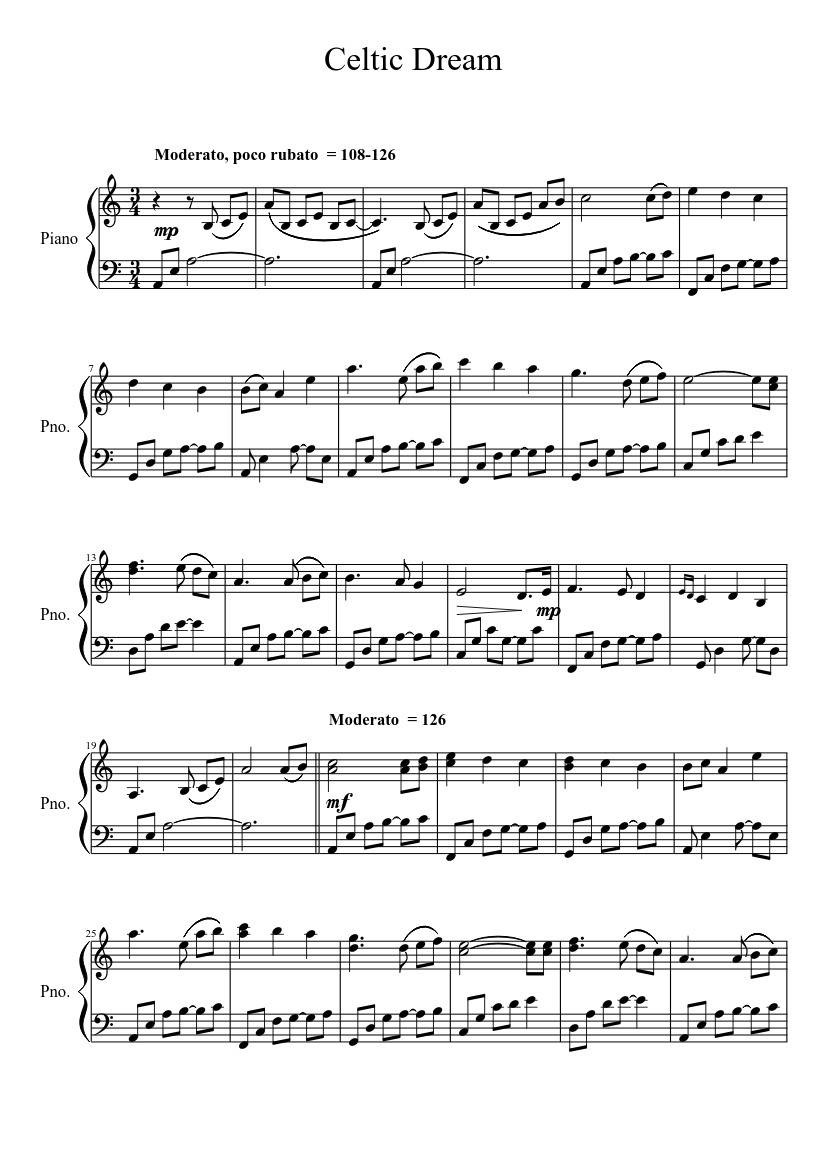 Celtic Dream by Michelle McLaughlin Sheet music for Piano (Solo) |  Musescore.com